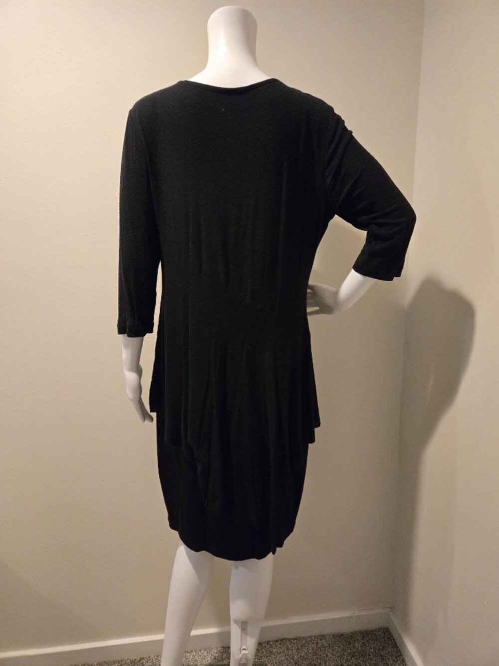 Peruvian Connection Draped Long Sleeved Dress Black L - Picture 5 of 5